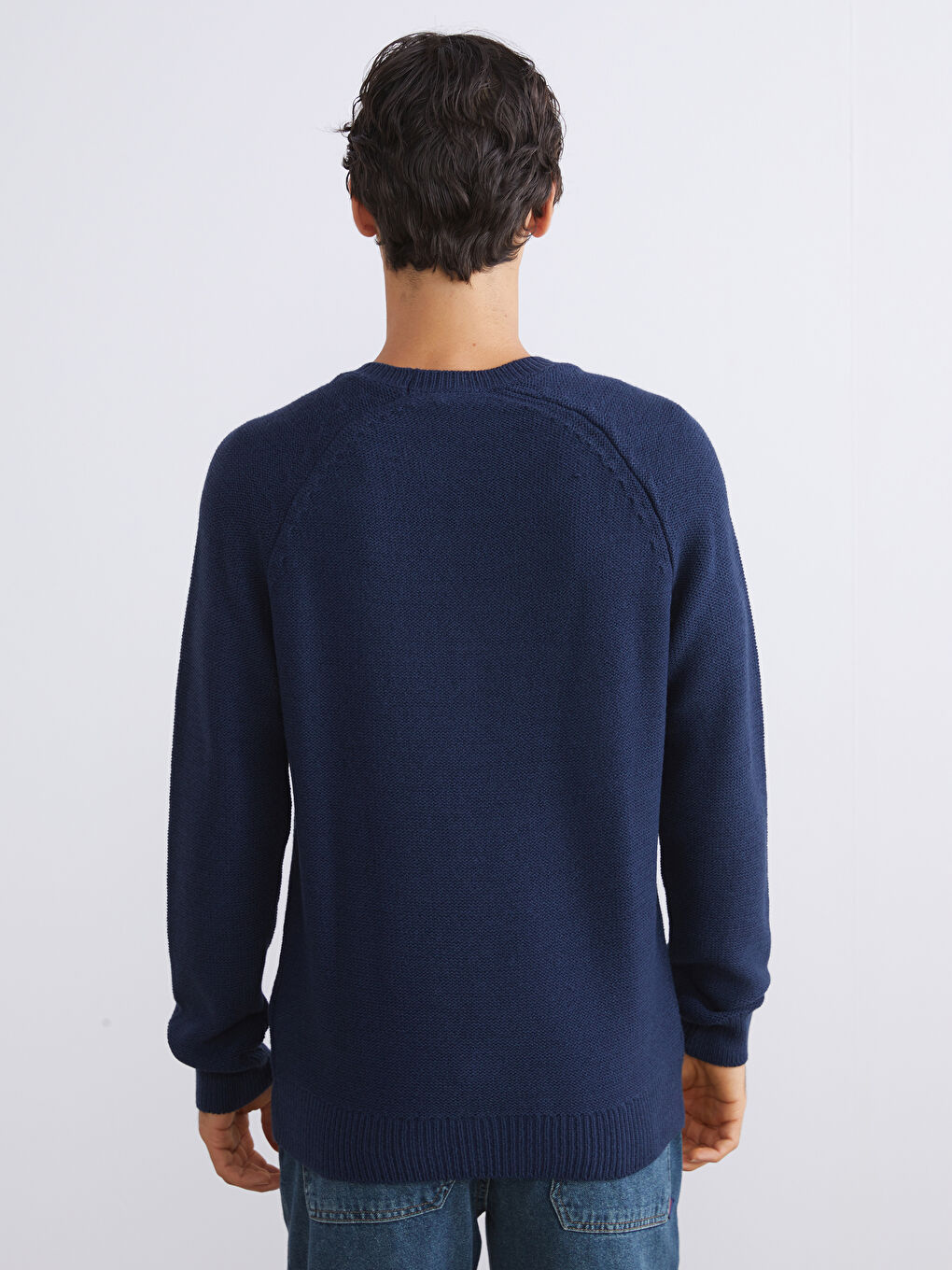 Lacivert Bisiklet Yaka Erkek Triko Kazak-3