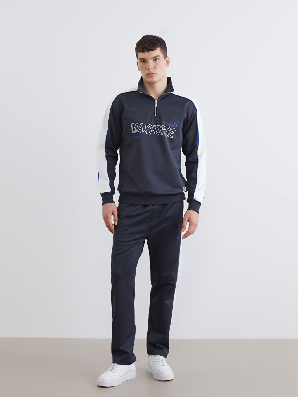 Funnel Neck Printed Men's Thick Sweatshirt-1