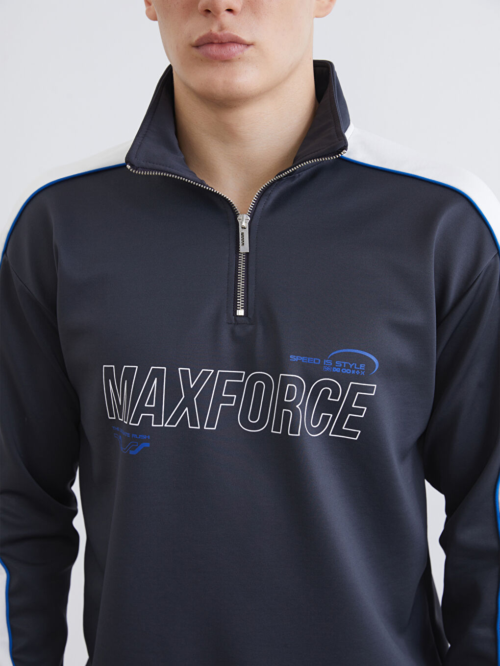 Funnel Neck Printed Men's Thick Sweatshirt-2