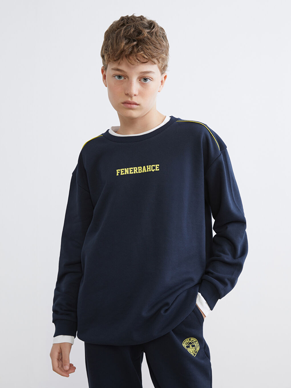Lacivert Fenerbahçe Baskılı Erkek Çocuk Eşofman Takımı-1