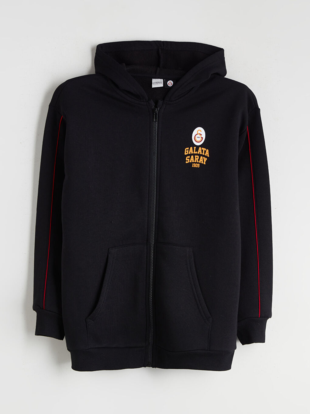 Siyah Kapüşonlu Galatasaray Baskılı Erkek Çocuk Fermuarlı Sweatshirt