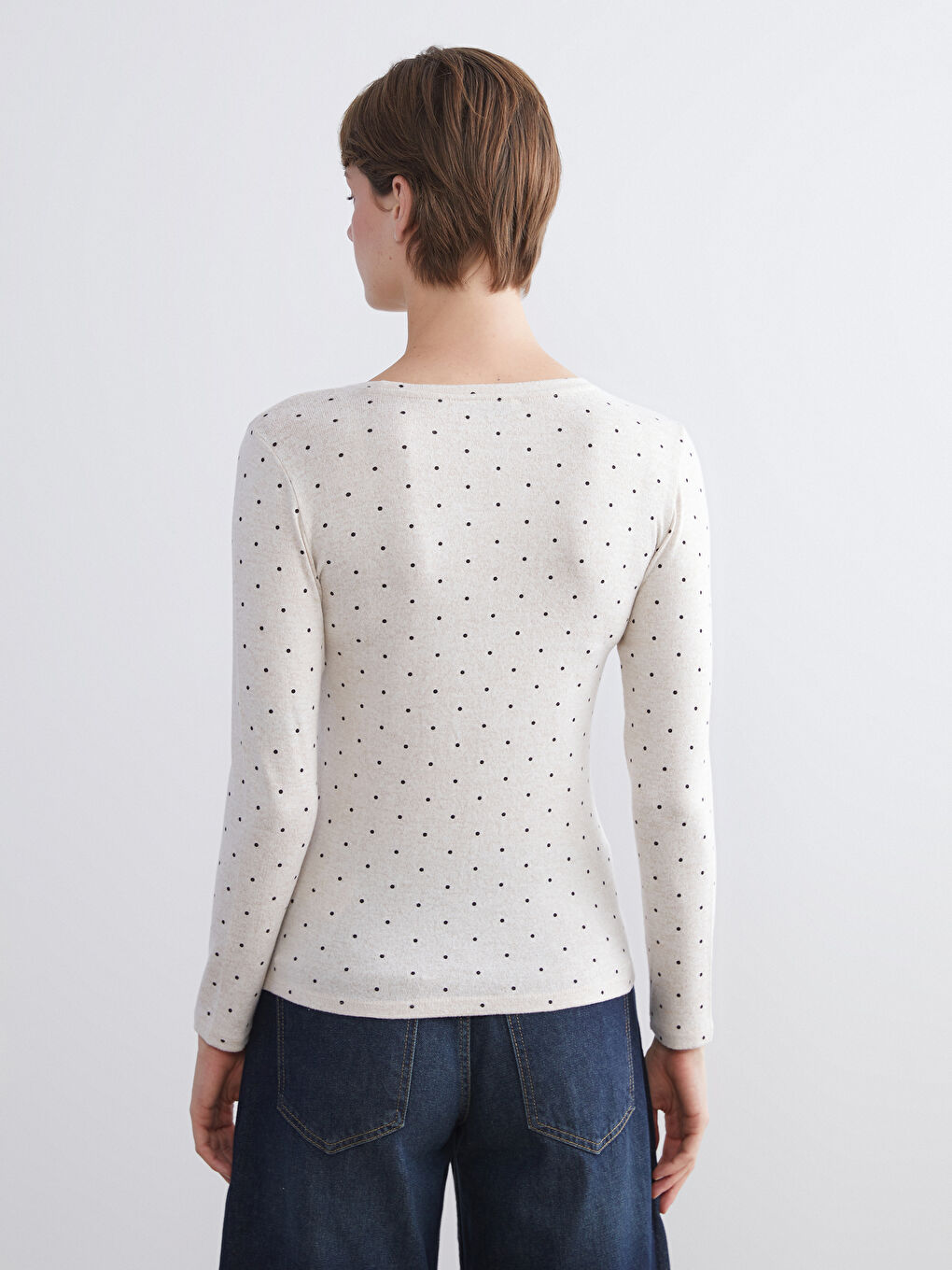 LCWAIKIKI Basic Crew Neck Polka Dot Women's Body -W5AD11Z8-LQA