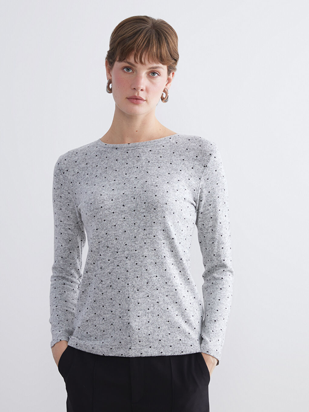 LCWAIKIKI Basic Crew Neck Polka Dot Women's Body -W5AD11Z8-LQJ