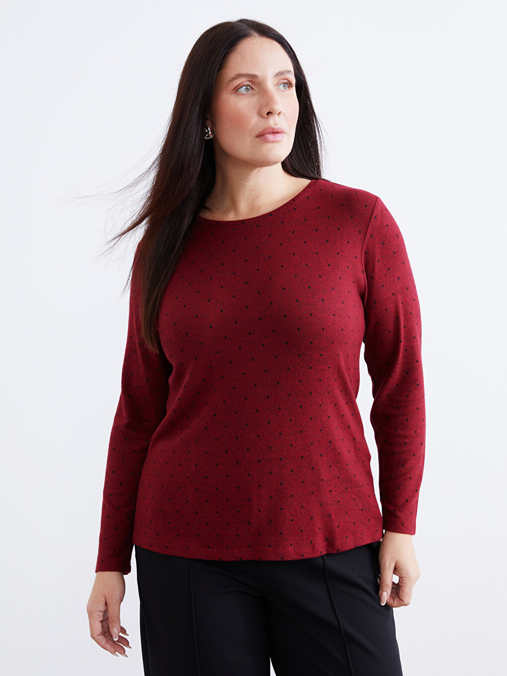 Crew Neck Polka Dot Women's Body-1