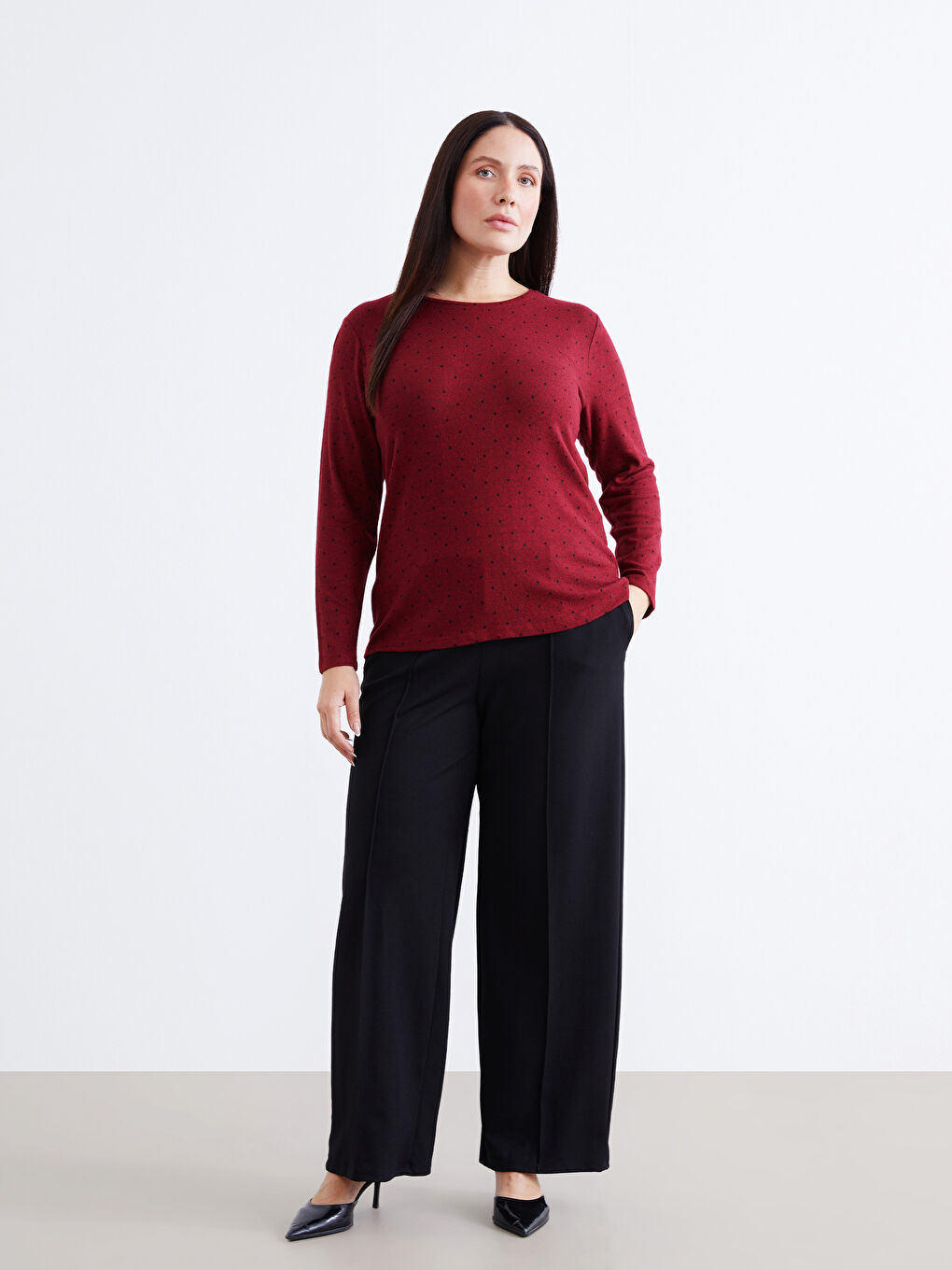 Crew Neck Polka Dot Women's Body-5