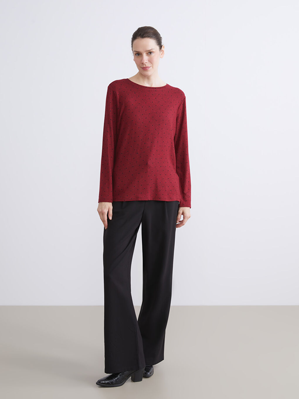 Crew Neck Polka Dot Women's Body-2