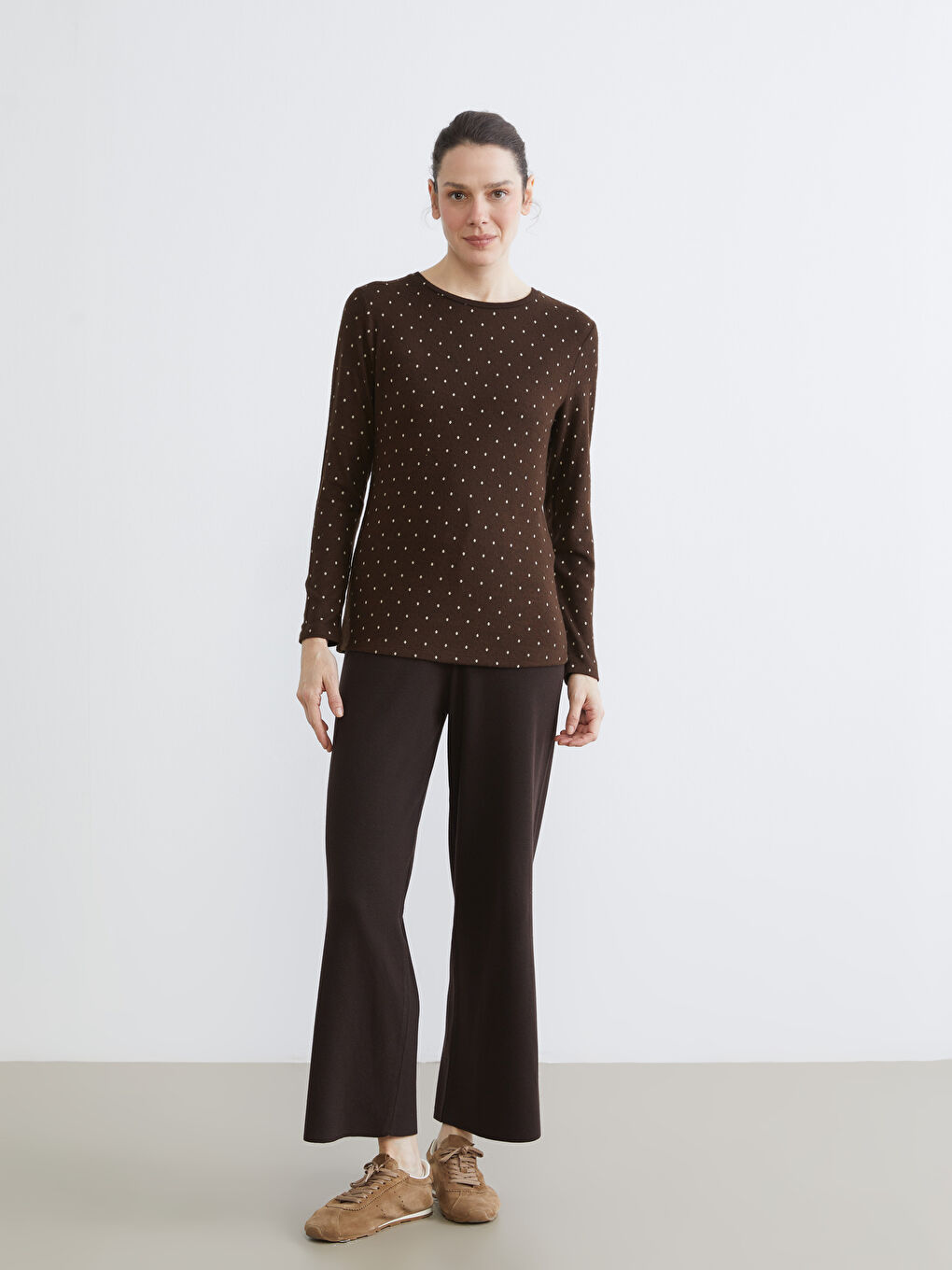 Crew Neck Polka Dot Women's Body-1