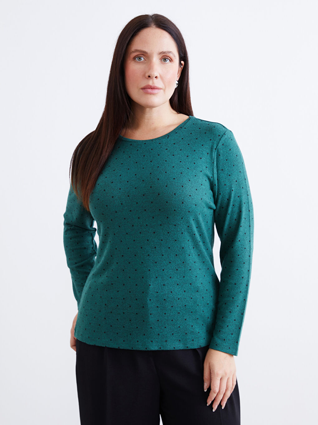 Crew Neck Polka Dot Women's Body-1