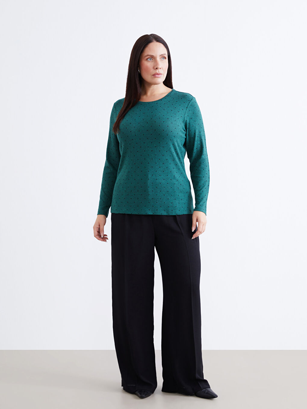 Crew Neck Polka Dot Women's Body-5