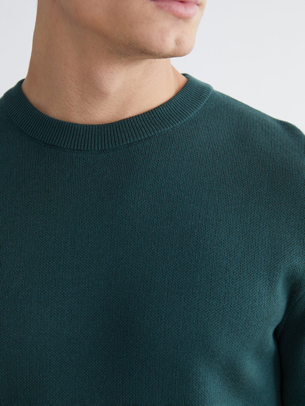 Yeşil Bisiklet Yaka Erkek Triko Kazak-2