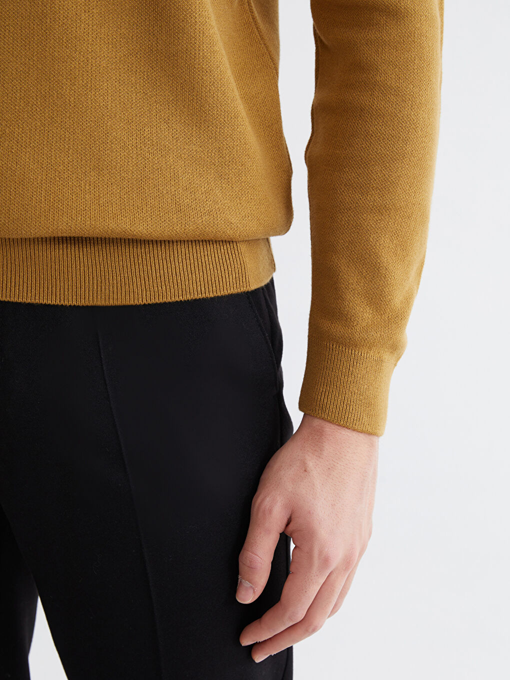 Kahverengi Bisiklet Yaka Erkek Triko Kazak-2