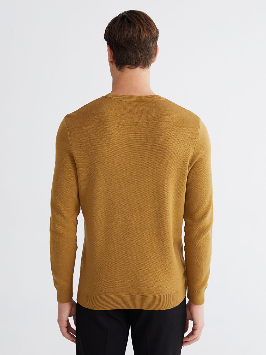 Kahverengi Bisiklet Yaka Erkek Triko Kazak-3