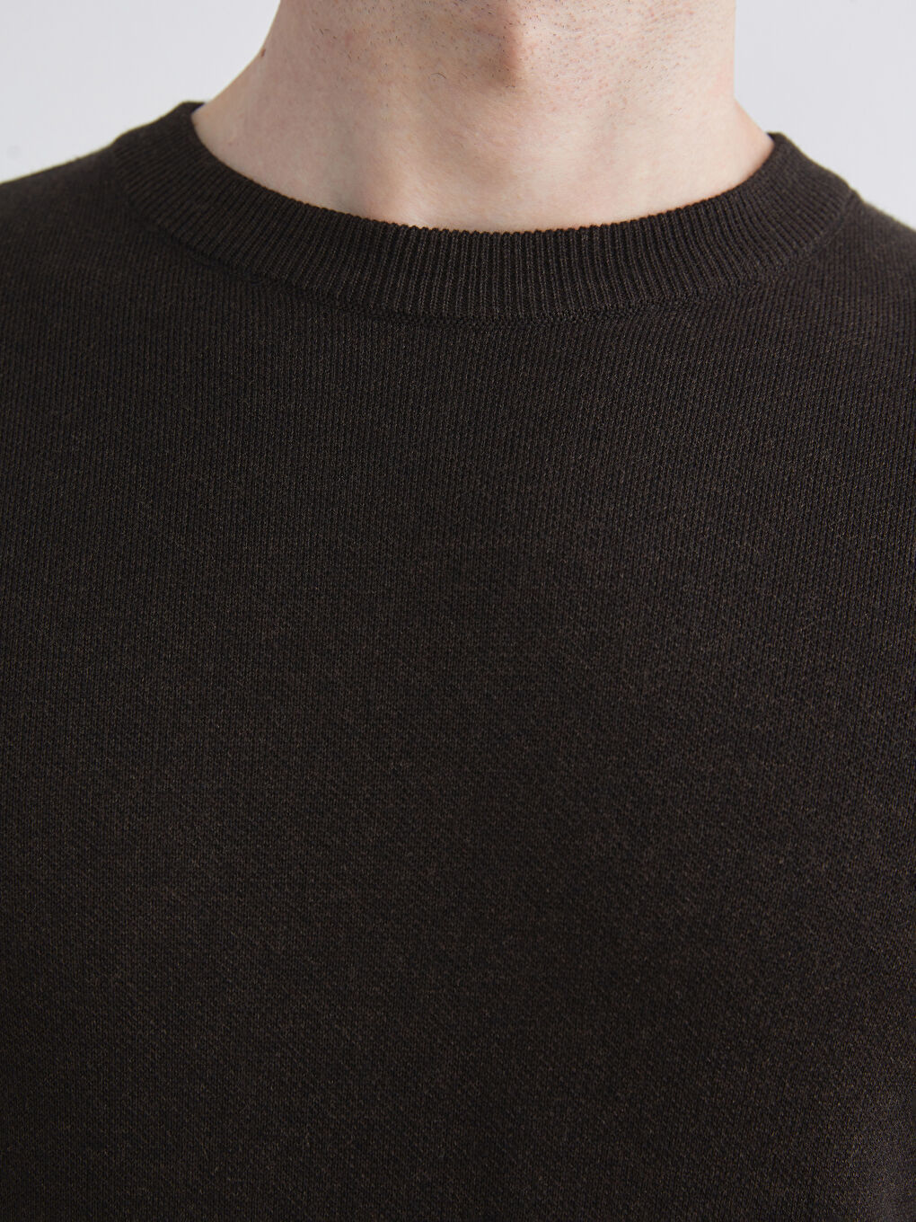 Kahverengi Bisiklet Yaka Erkek Triko Kazak-2