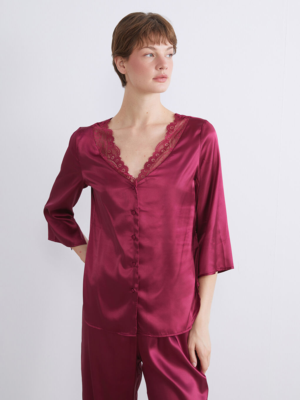 Әйелдер қою күлгін Пижама жинағы-2