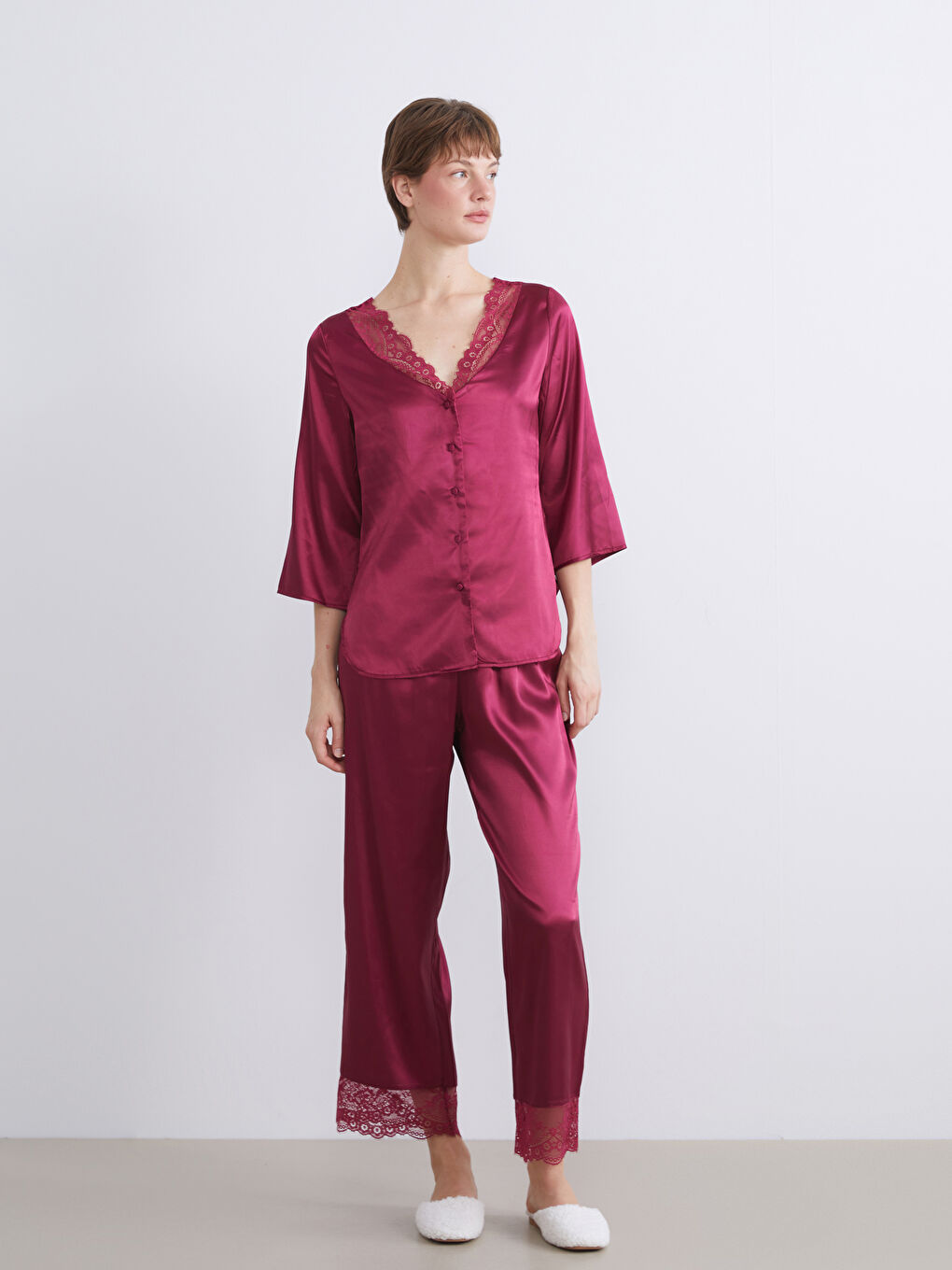 Әйелдер қою күлгін Пижама жинағы-1