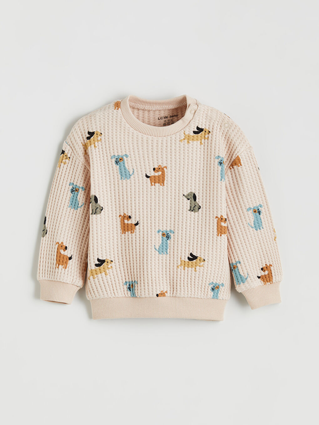 Bej Bisiklet Yaka Baskılı Erkek Bebek Sweatshirt