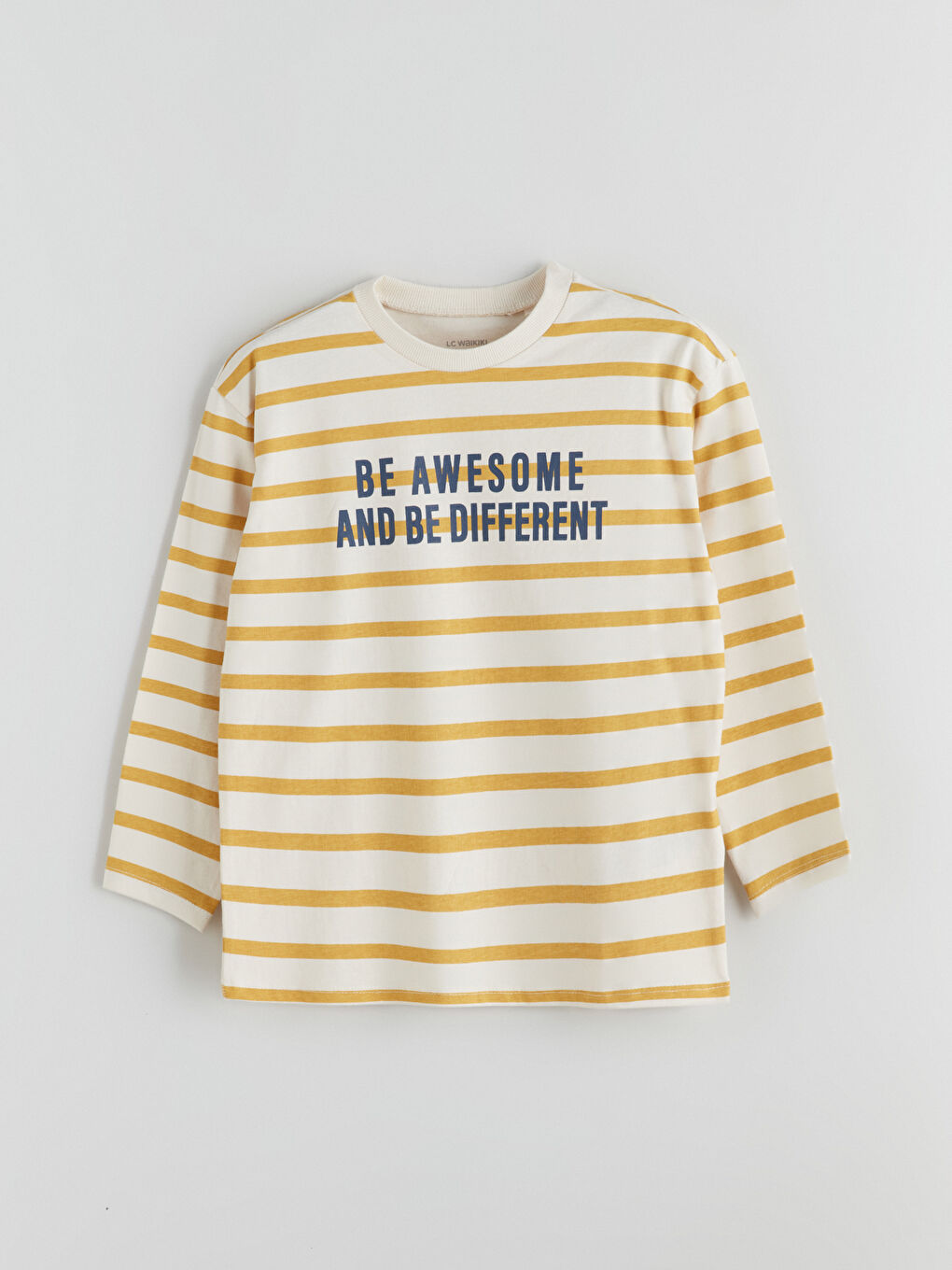 Bej Bisiklet Yaka Çizgili Erkek Çocuk Tişört