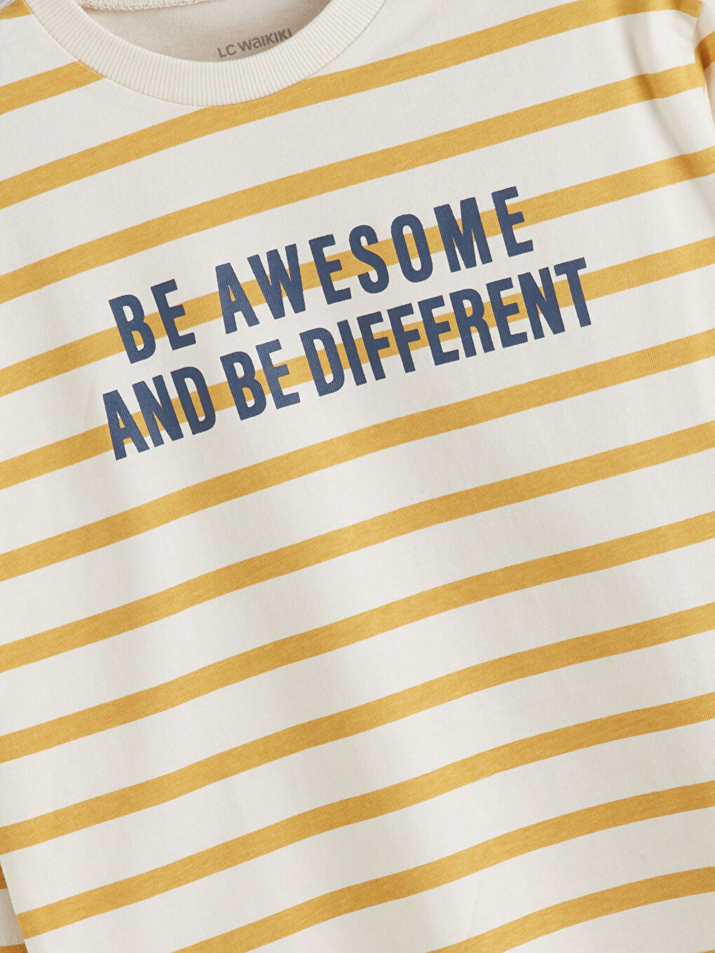 Bej Bisiklet Yaka Çizgili Erkek Çocuk Tişört-2