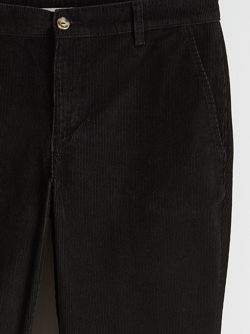 Siyah Bol Kalıp Kadife Erkek Pantolon-6