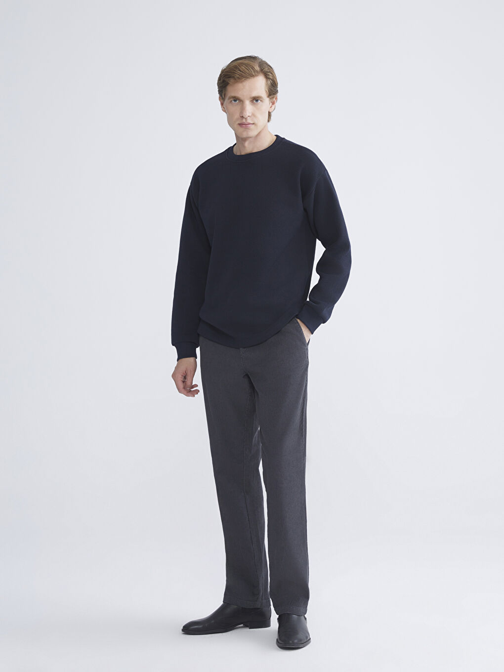 Antrasit Bol Kalıp Kadife Erkek Pantolon