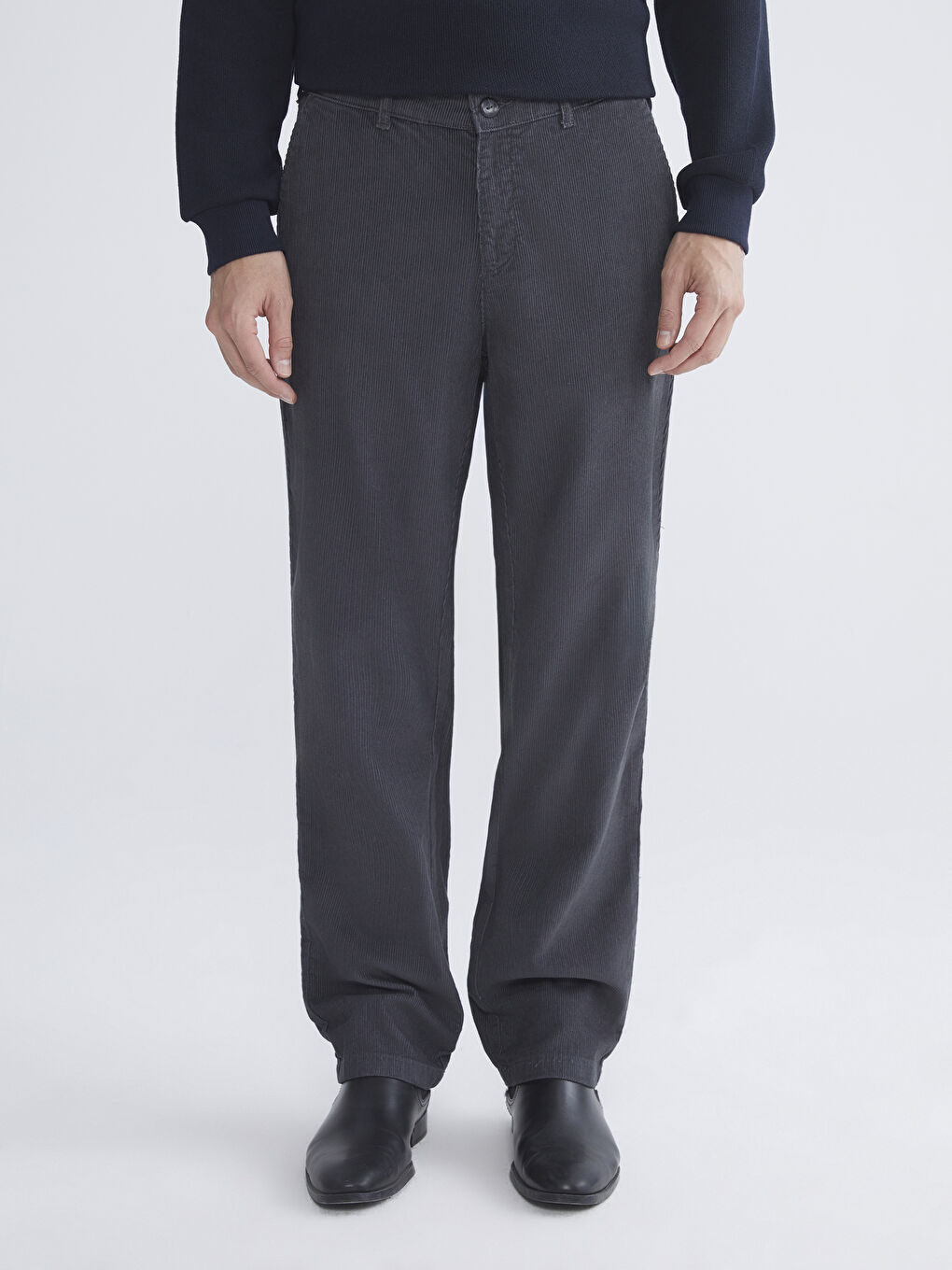 Antrasit Bol Kalıp Kadife Erkek Pantolon-1