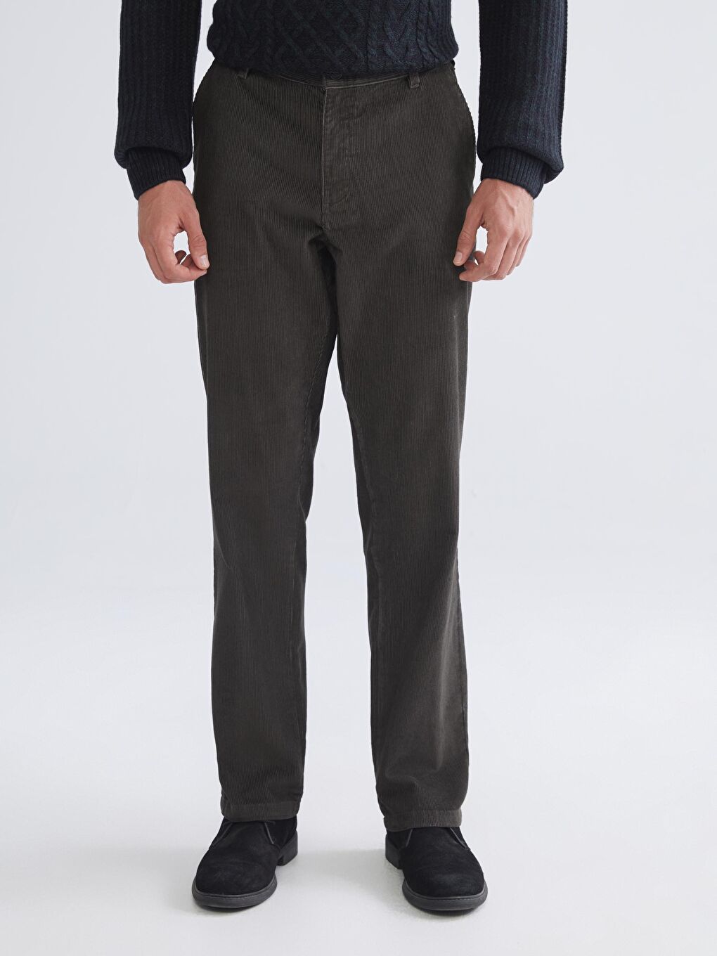 Haki Bol Kalıp Kadife Erkek Pantolon-2