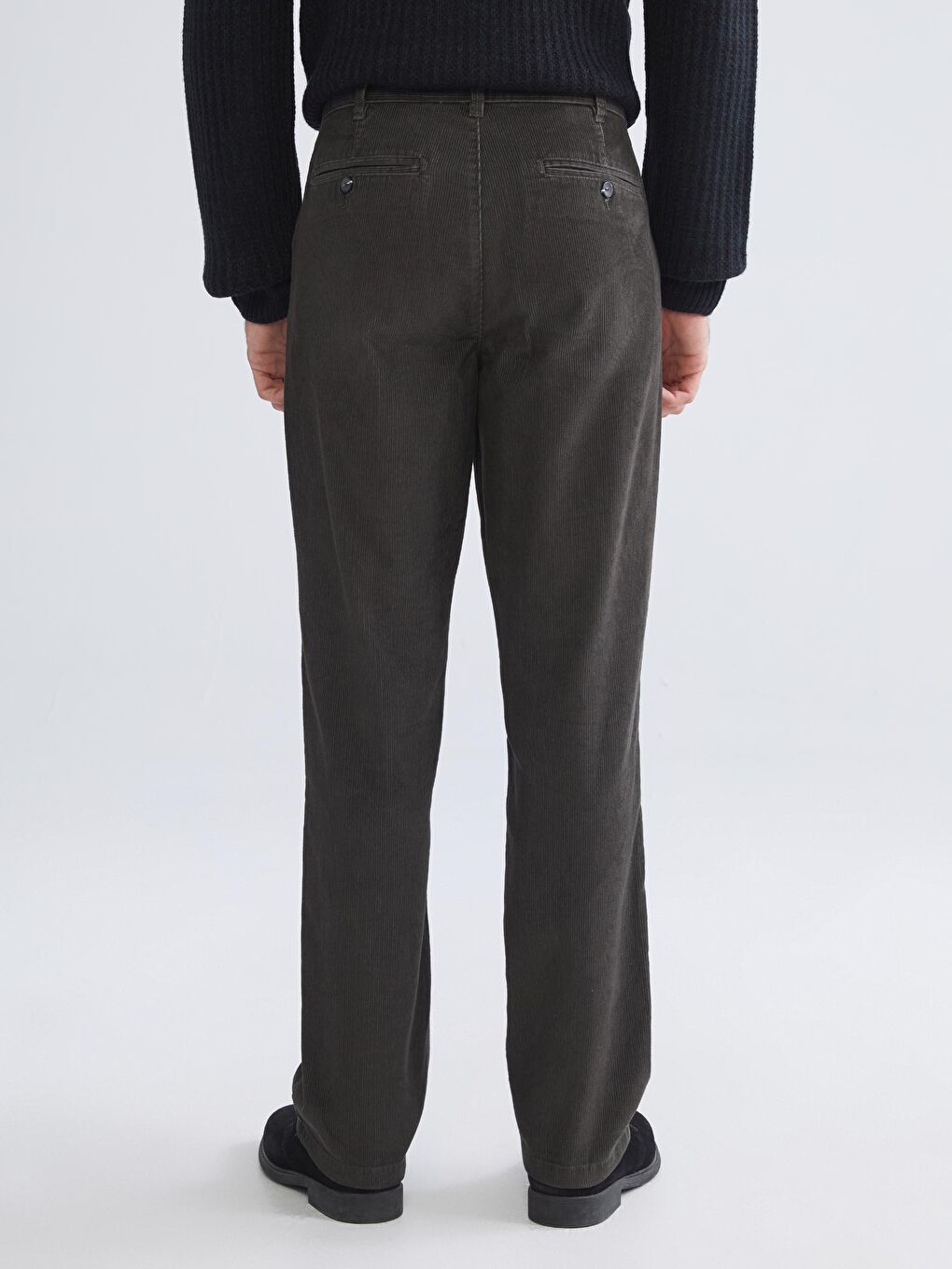 Haki Bol Kalıp Kadife Erkek Pantolon-6