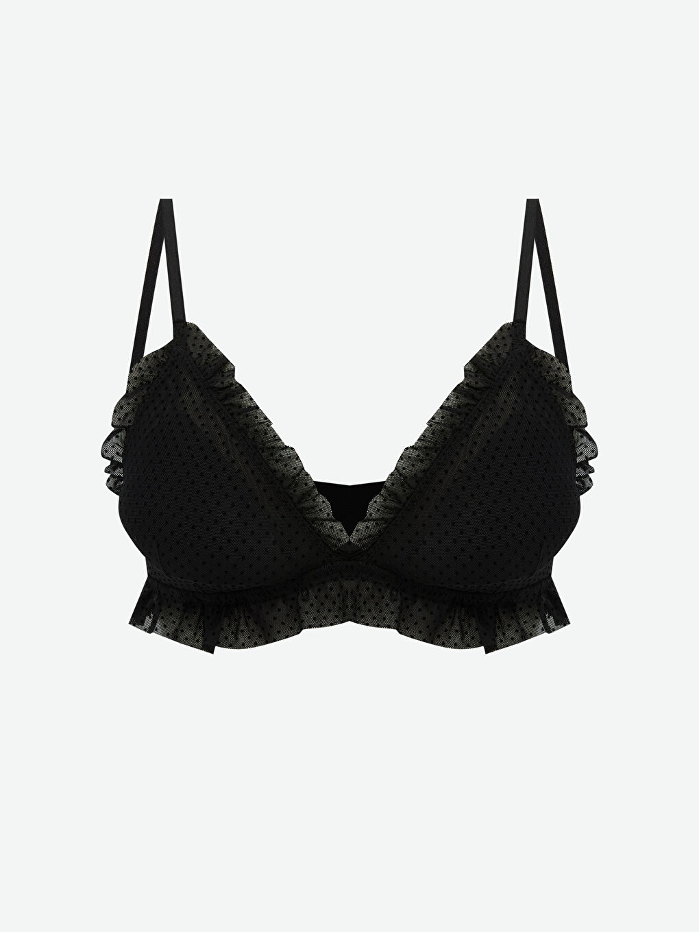 Siyah Balensiz Dolgusuz Puantiyeli Fantezi Sütyen
