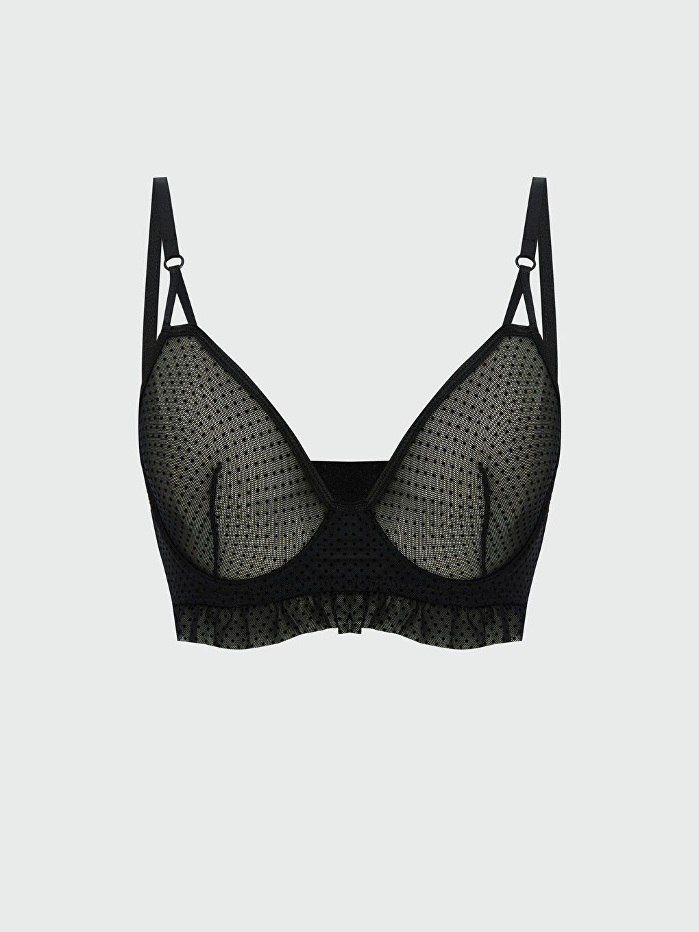 Siyah Balenli Dolgusuz Puantiyeli Fantezi Tişört Sütyen