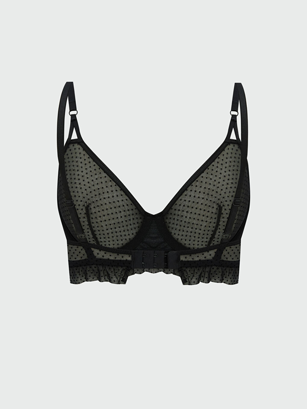 Siyah Balenli Dolgusuz Puantiyeli Fantezi Tişört Sütyen-1