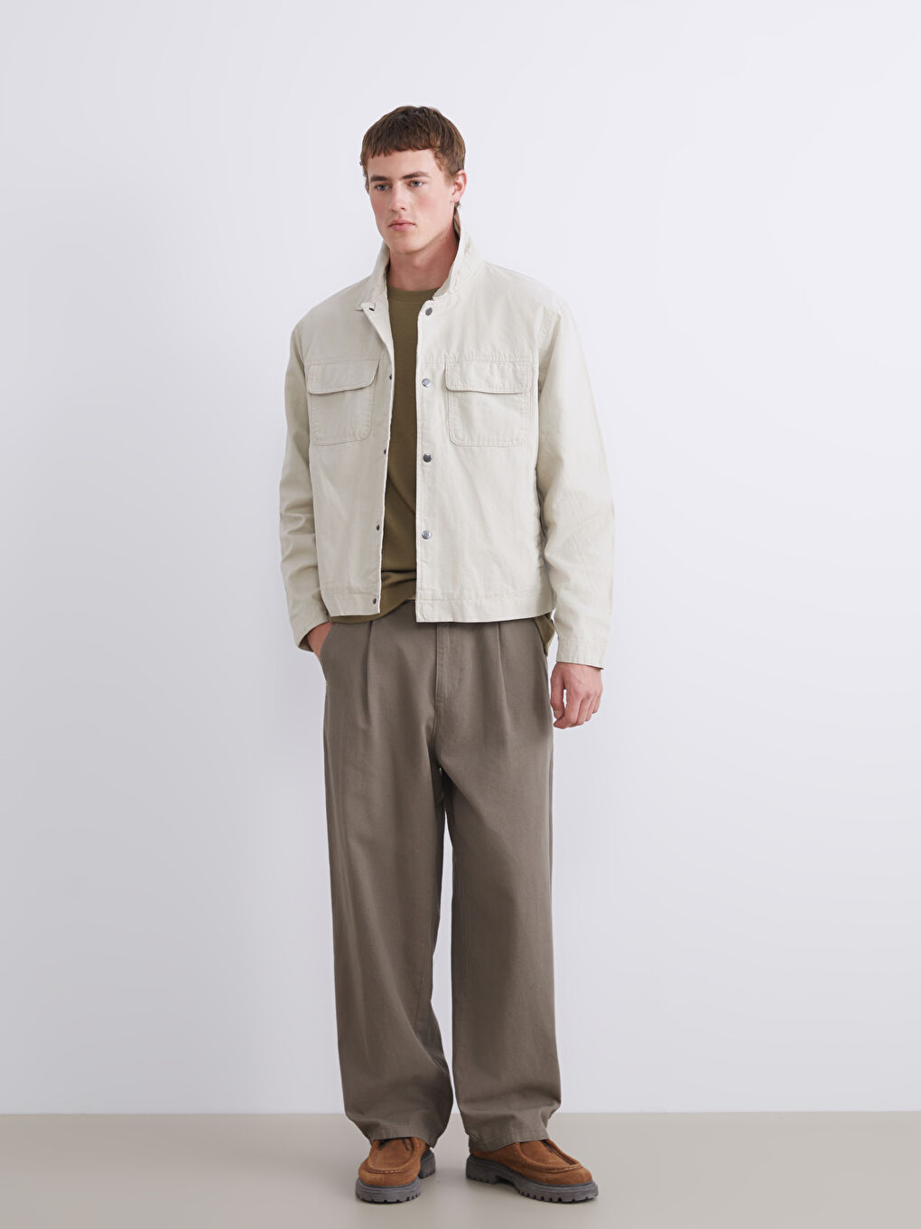 Regular Fit Long Sleeve Gabardine Men's Shirt Jacket-1