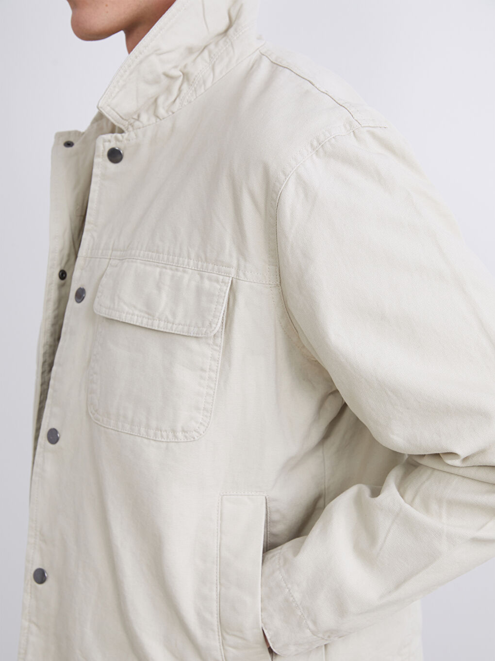 Regular Fit Long Sleeve Gabardine Men's Shirt Jacket-2