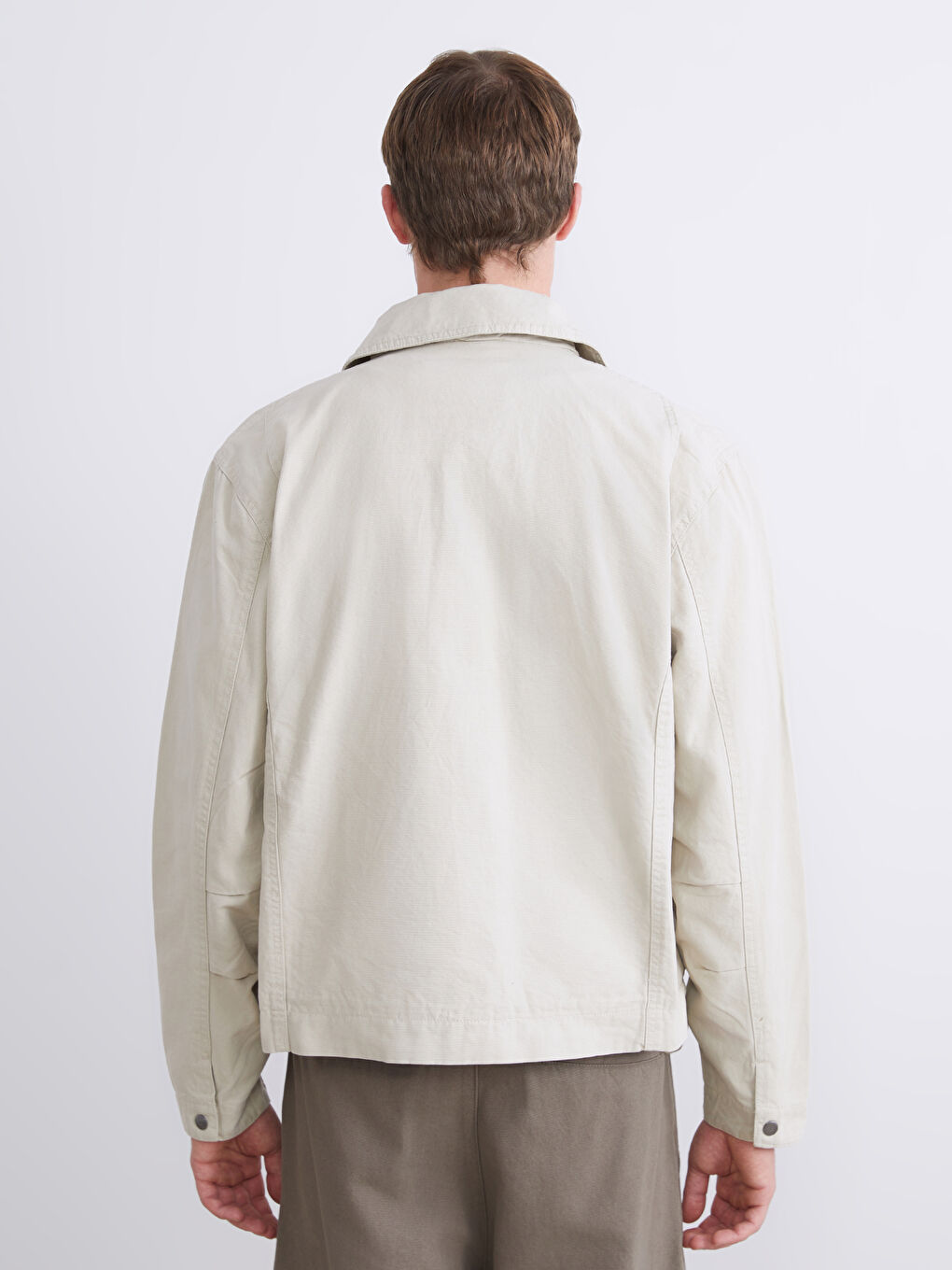 Regular Fit Long Sleeve Gabardine Men's Shirt Jacket-4