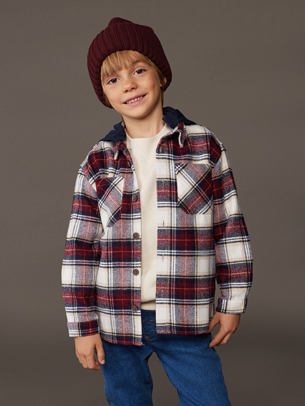 Kapüşonlu Ekose Erkek Çocuk Gömlek
