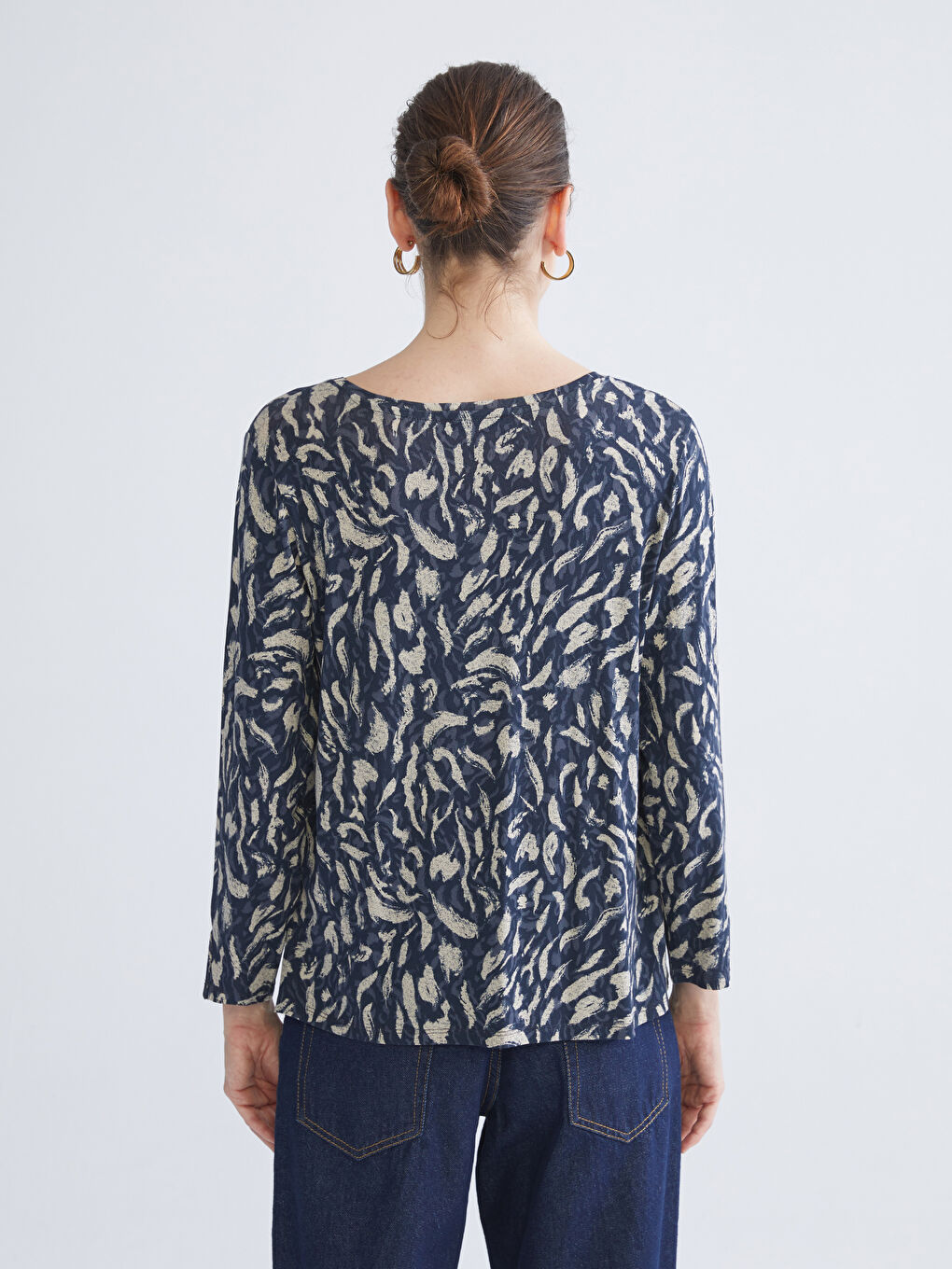 V-Neck Patterned Blouse-3