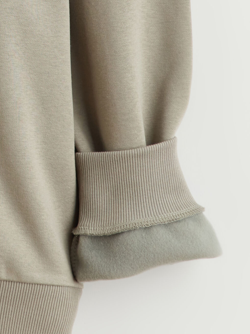 Haki Dik Yaka Uzun Kollu Baskılı Erkek Sweatshirt-5