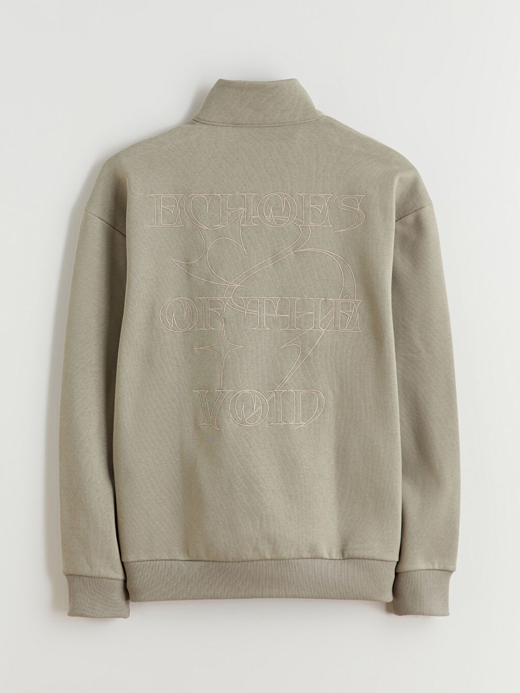 Haki Dik Yaka Uzun Kollu Baskılı Erkek Sweatshirt-7