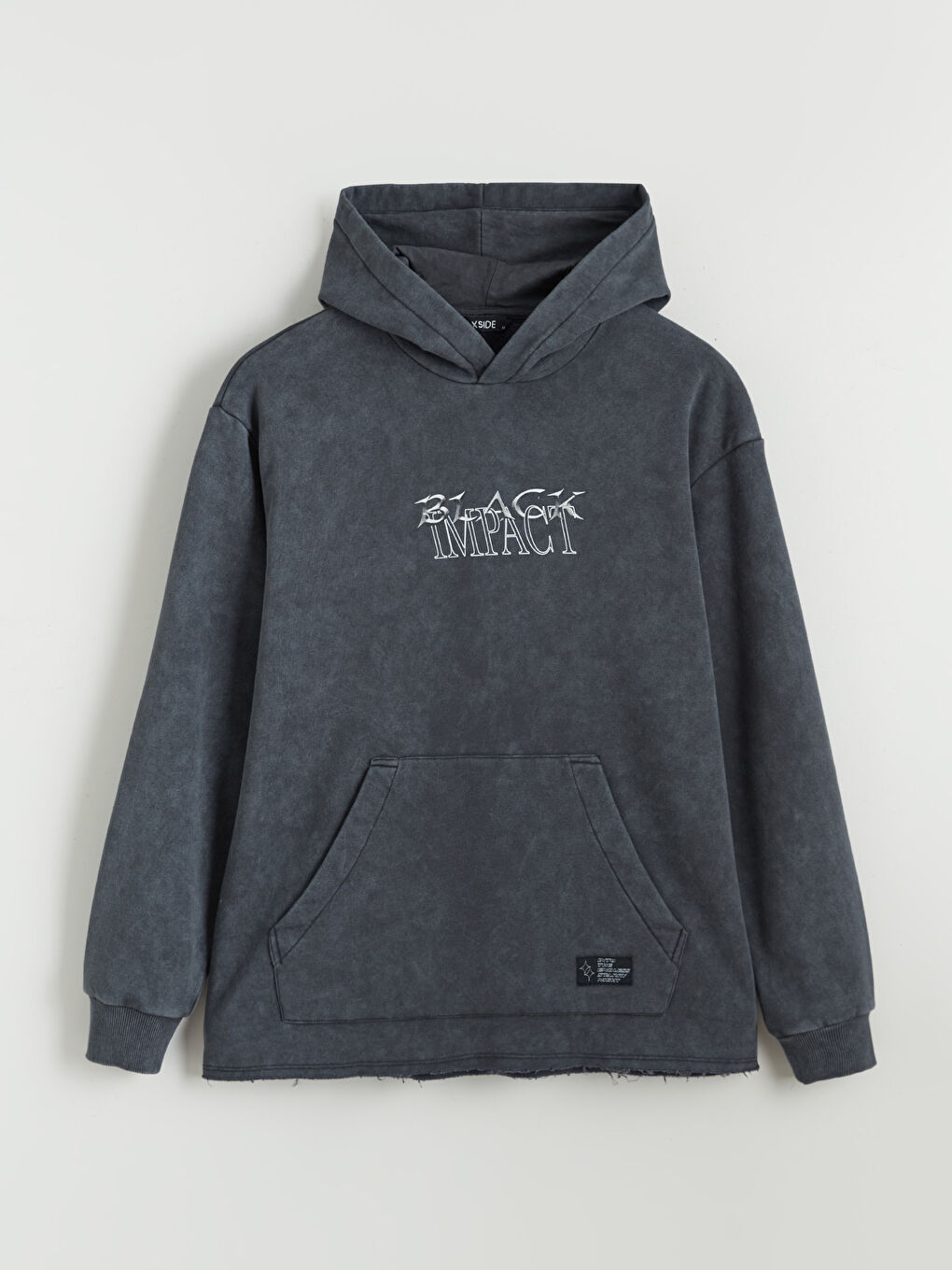 Antrasit Baskılı Erkek Kalın Hoodie-4