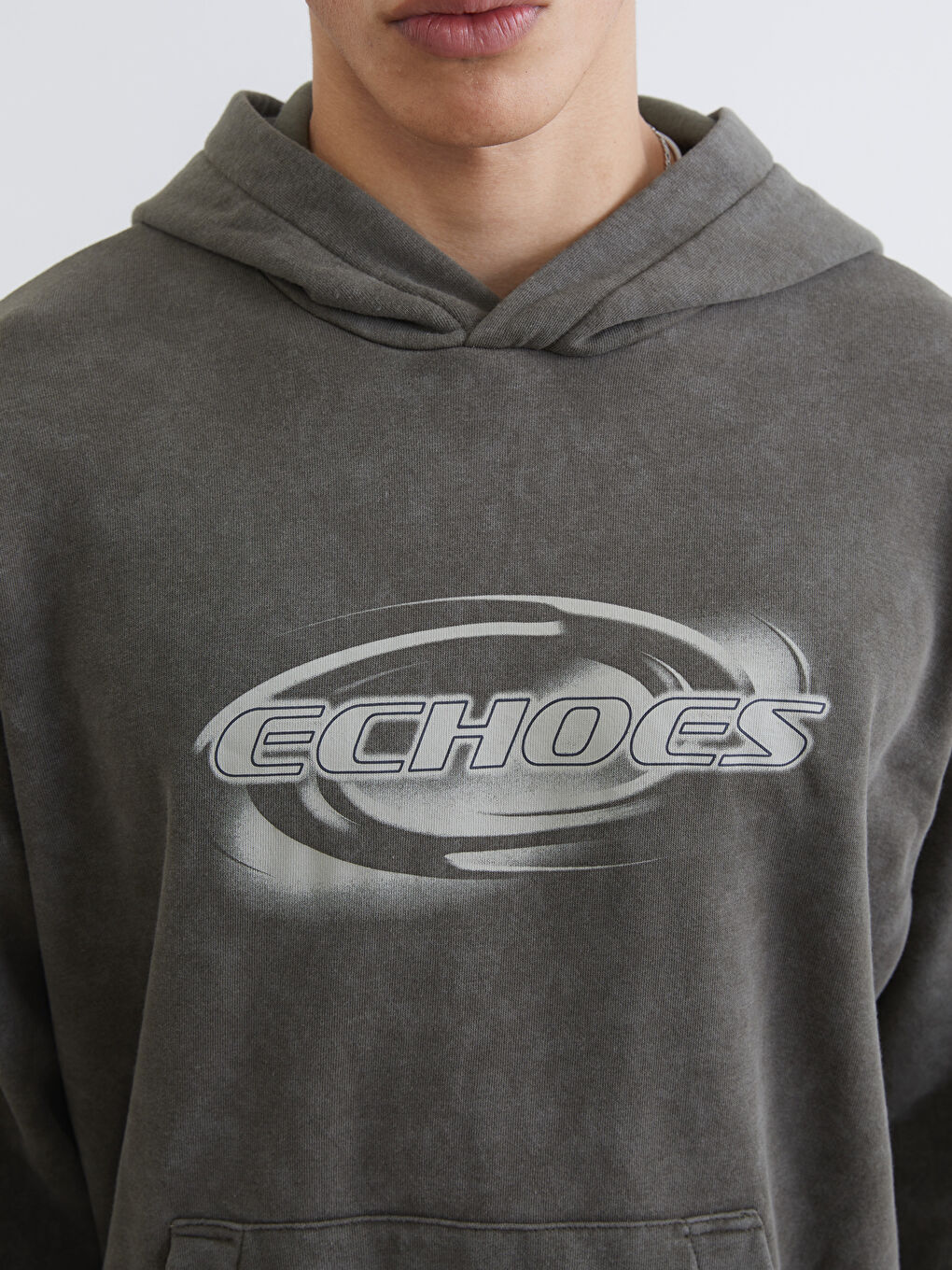 Haki Baskılı Erkek Kalın Hoodie-2