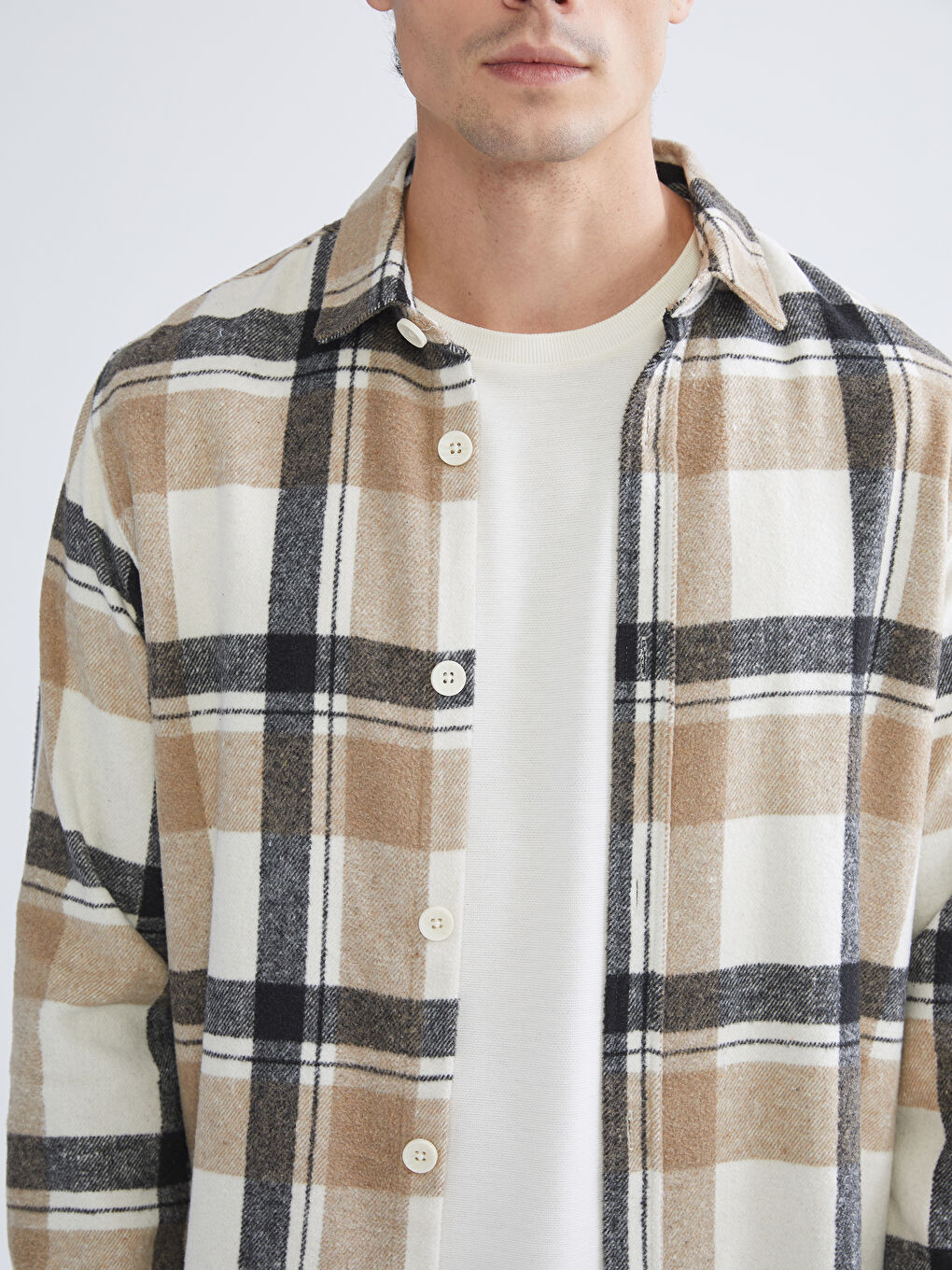 Regular Fit Long Sleeve Plaid Men's Flannel Shirt-2