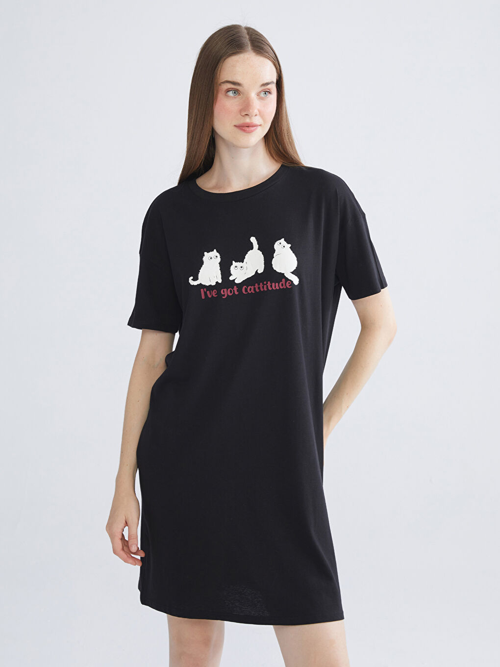 Crew Neck Printed Women's Nightdress