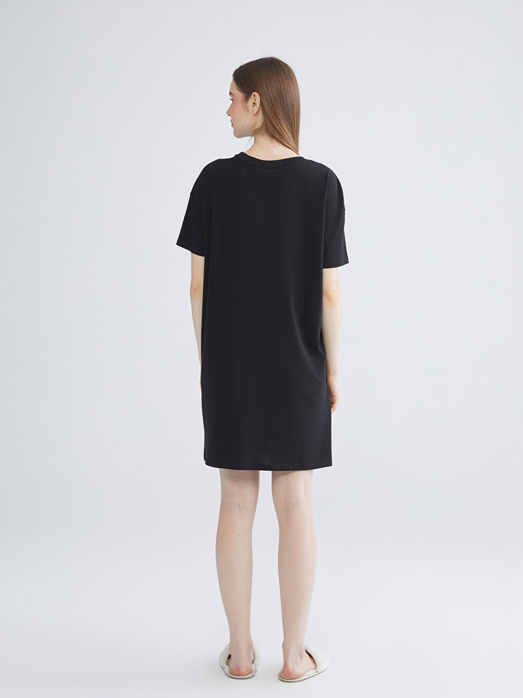Crew Neck Printed Women's Nightdress-3