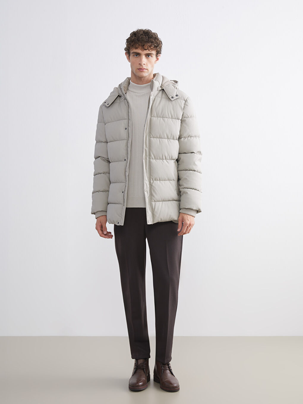 Relaxed Fit Hooded Men's Puffer Coat-1