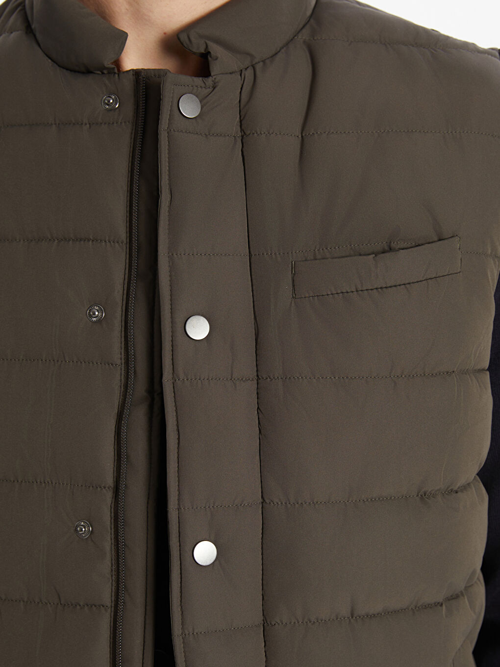 Haki Dik Yaka Erkek Şişme Yelek-2