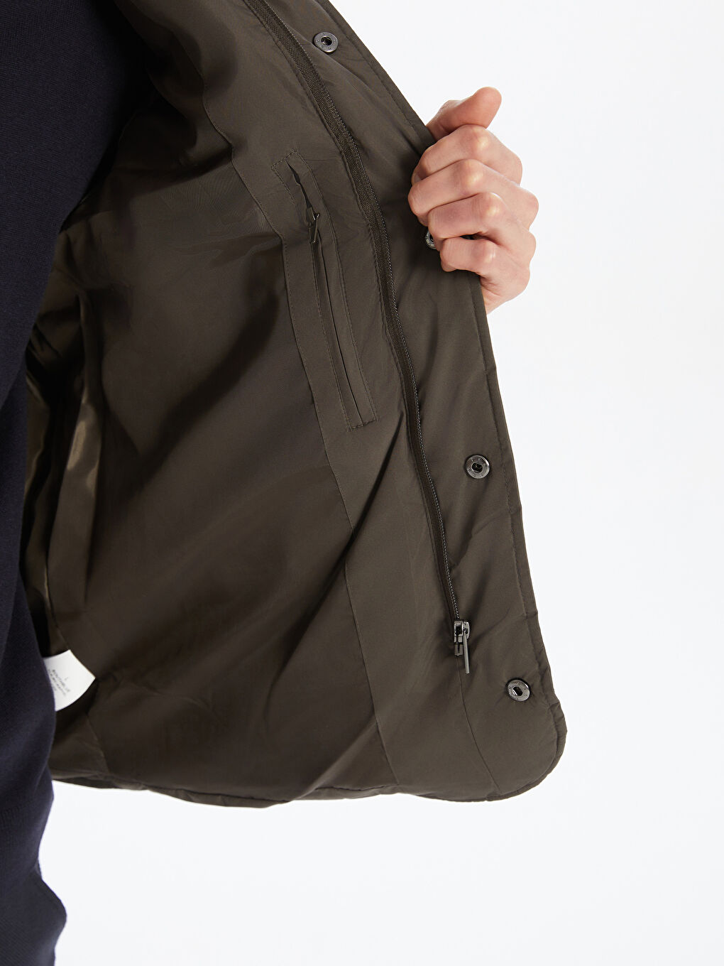 Haki Dik Yaka Erkek Şişme Yelek-3