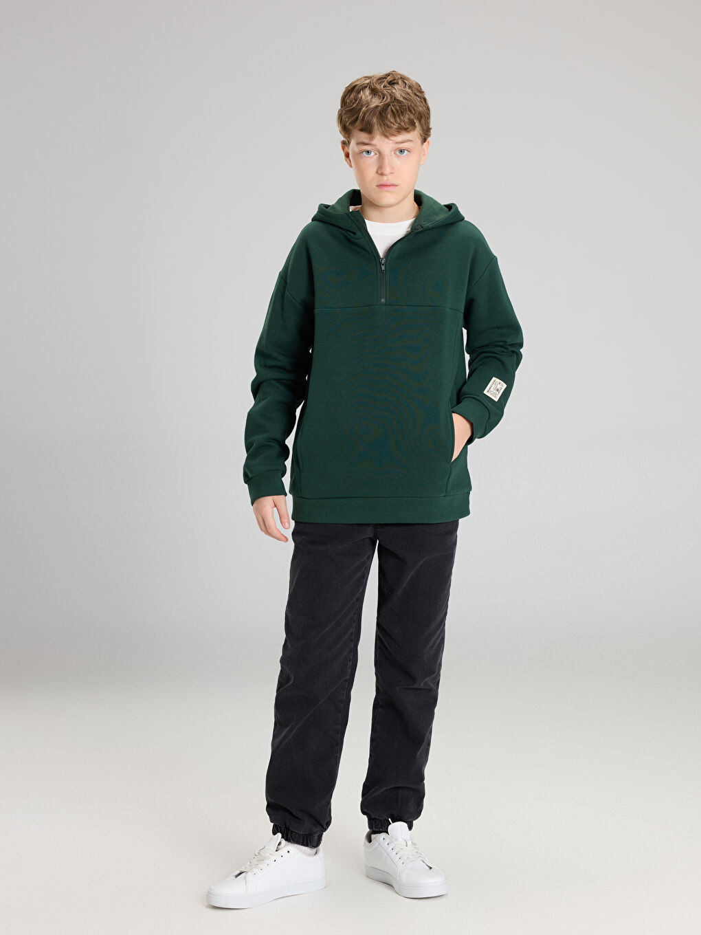 Kapüşonlu Erkek Çocuk Kalın Sweatshirt-1