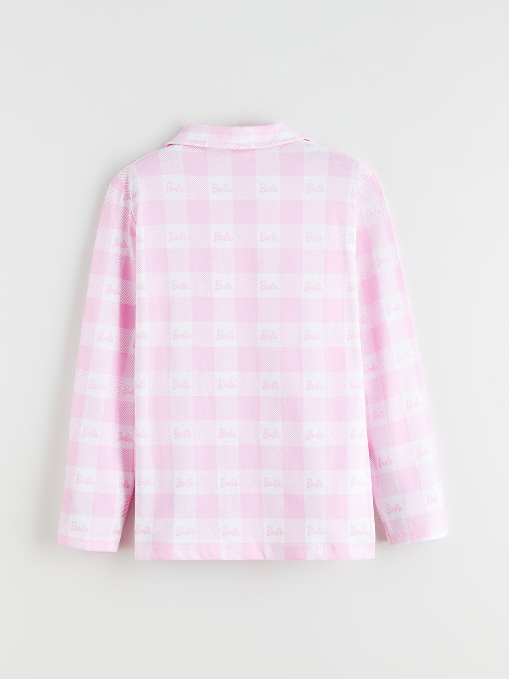 Beyaz Gömlek Yaka Barbie Baskılı Kız Çocuk Pijama Üst-1