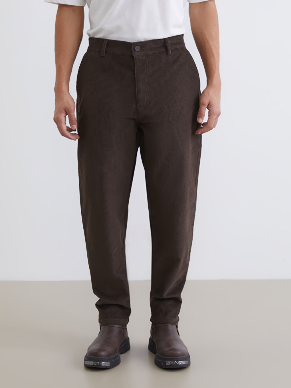 Relaxed Fit Velvet Men's Trousers-1