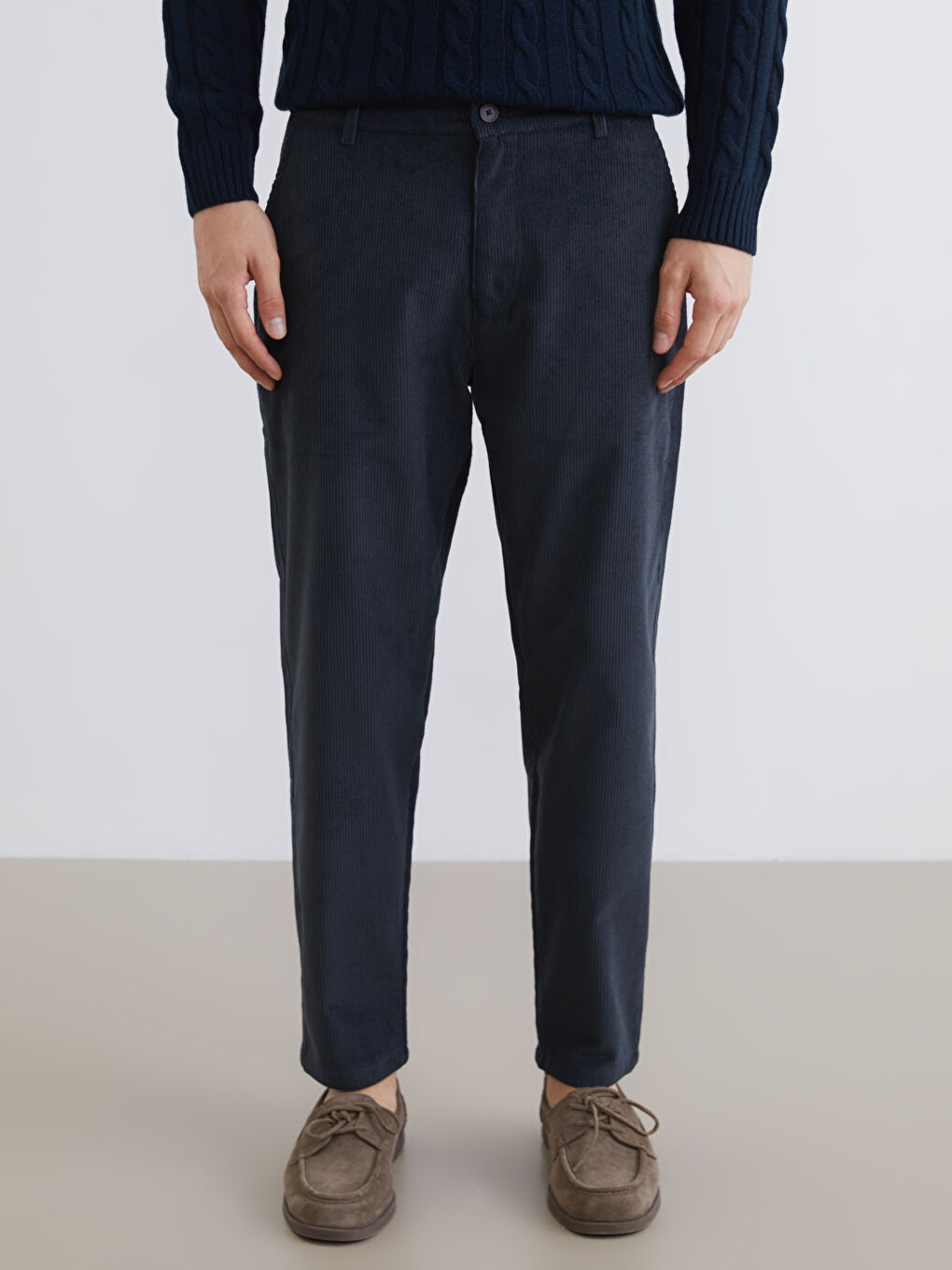 Relaxed Fit Velvet Men's Trousers-1