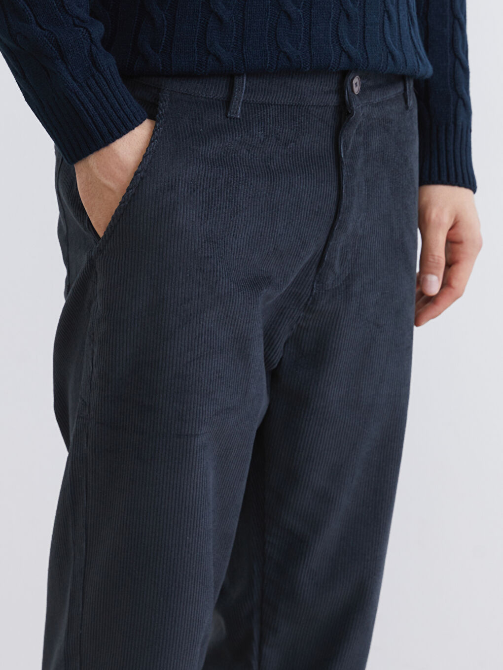 Relaxed Fit Velvet Men's Trousers-2
